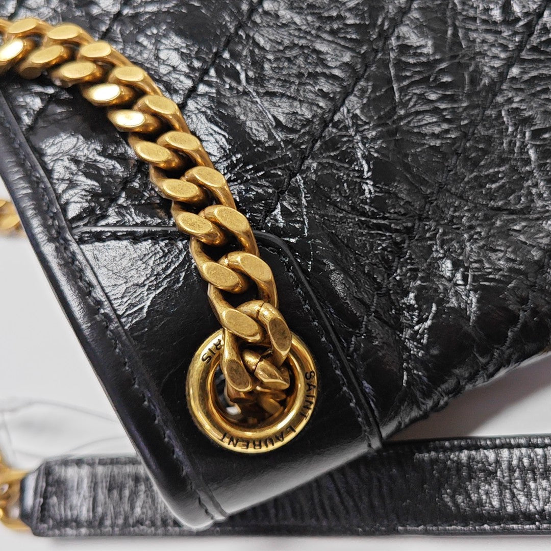 NIKI Medium Chevron Calfskin Black