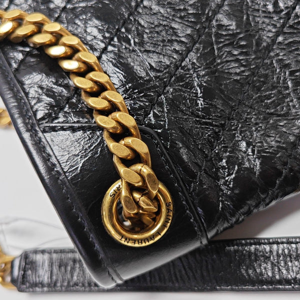 NIKI Medium Chevron Calfskin Black