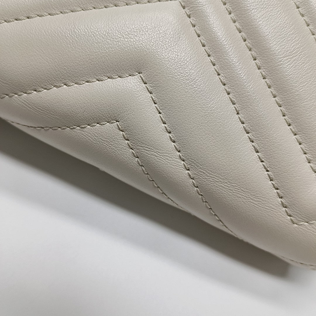 GG Marmont Mini Quilted Calfskin White