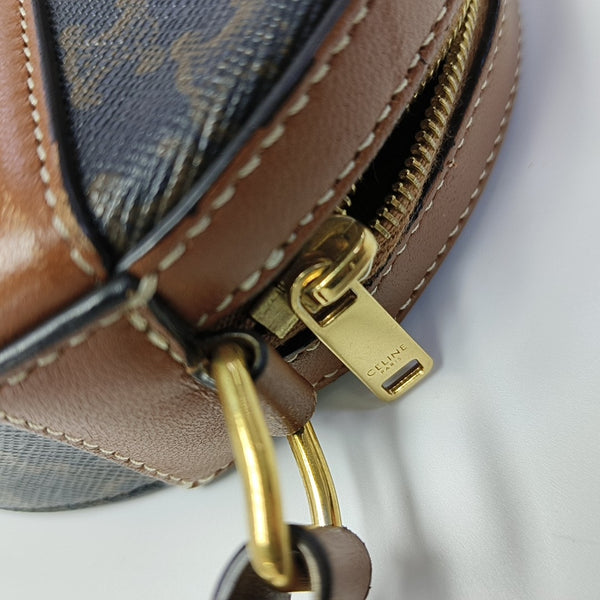 TRIOMPHE ROUND Mini Coated Canvas Brown