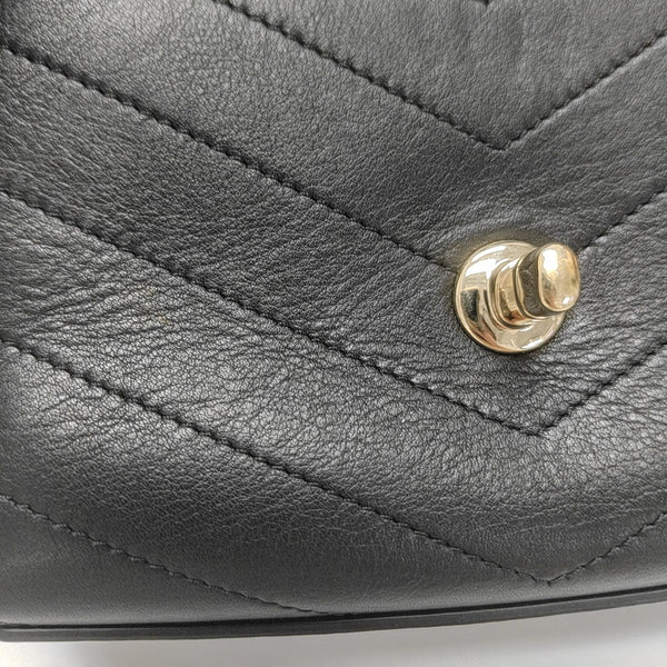 Chevron Calfskin Shoulder Bag Black