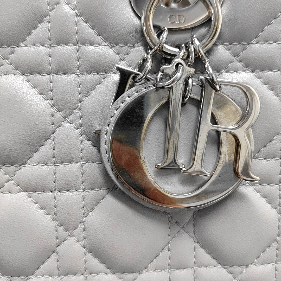Lady Dior Medium Cannage Lambskin Gray