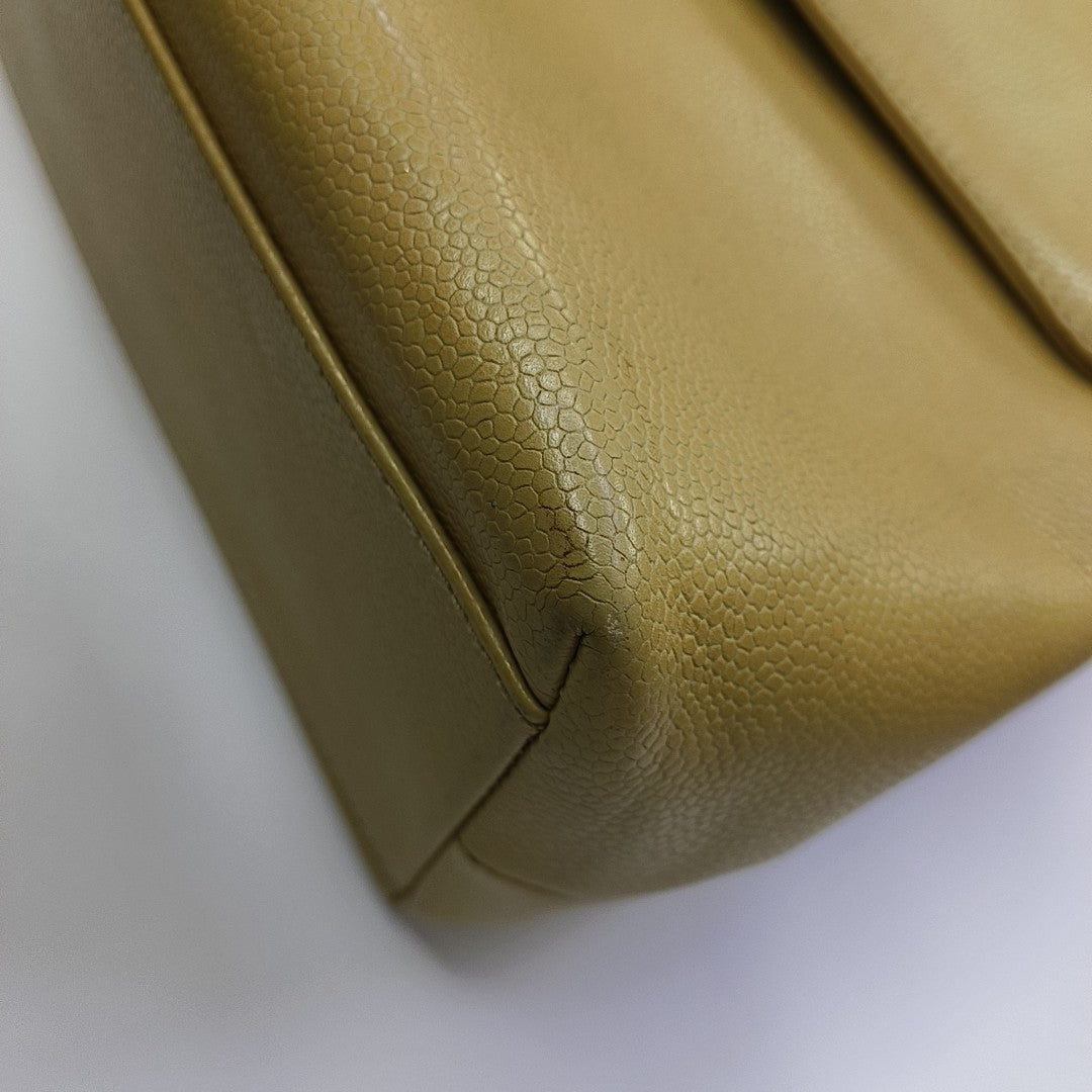 Quilted Calfskin Top Handle Bag Yellow