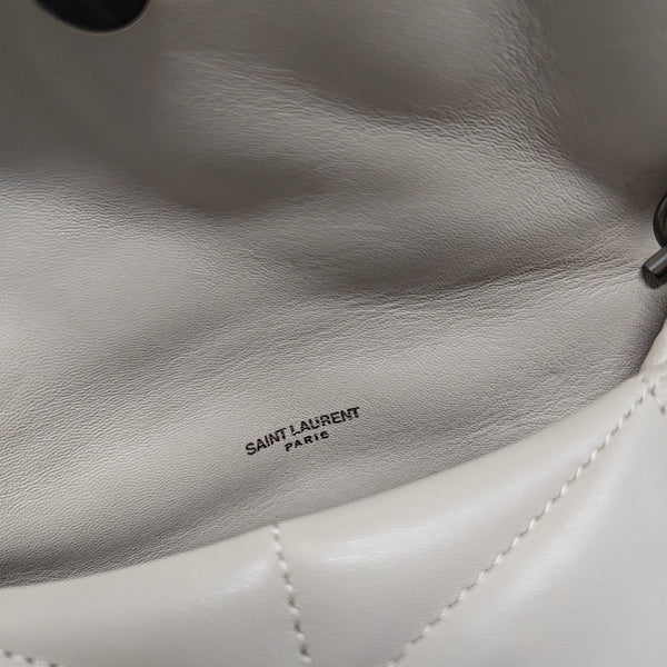PUFFER Mini Chevron Lambskin White