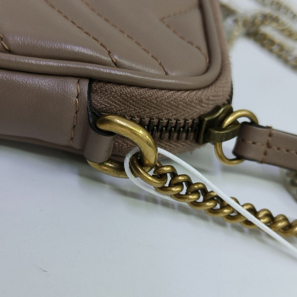GG Marmont Mini Quilted Calfskin Beige