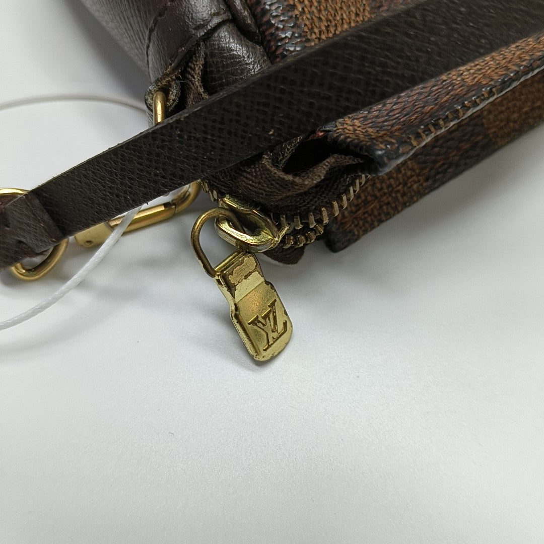 TROUSSE MAKE UP Damier Ebene Coated Canvas Brown