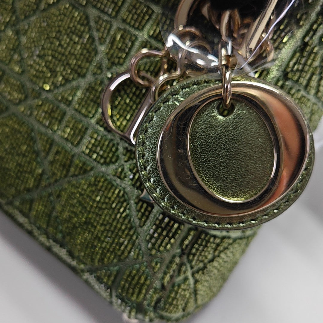 Authenticated pre-owned  Lady Dior Super Mini Cannage Special Material Green - Shoulder Bag at Looply