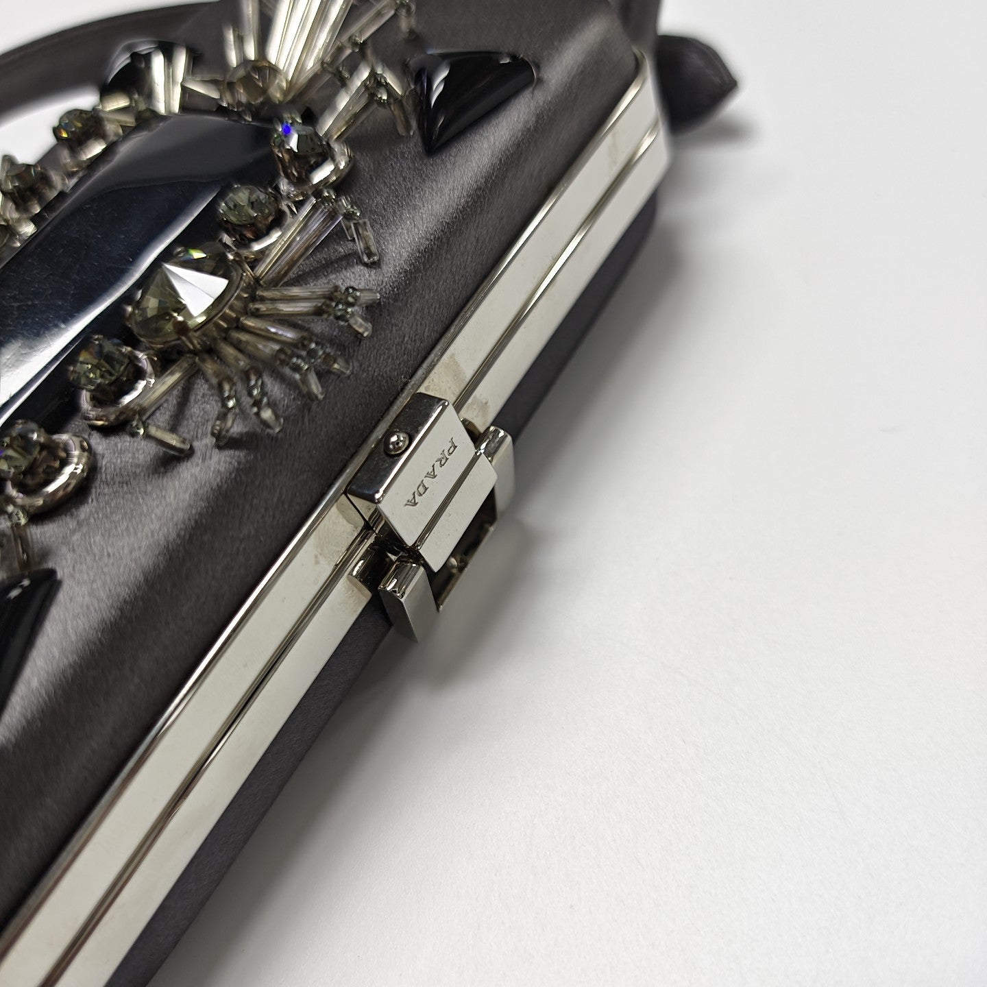 Silk Satin Top Handle Bag Gray