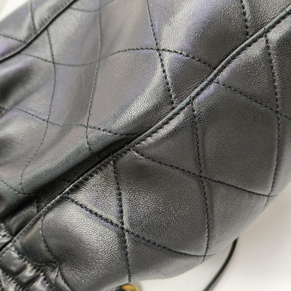 Quilted Lambskin Bucket Bag Black