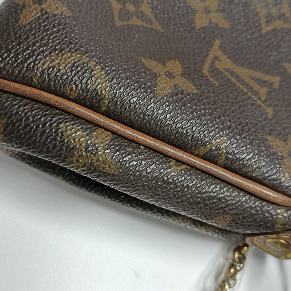Pochette Eva Monogram Coated Canvas Brown