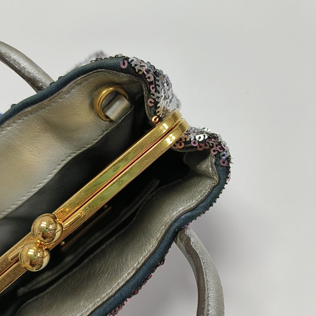 Special Material Top Handle Bag Silver