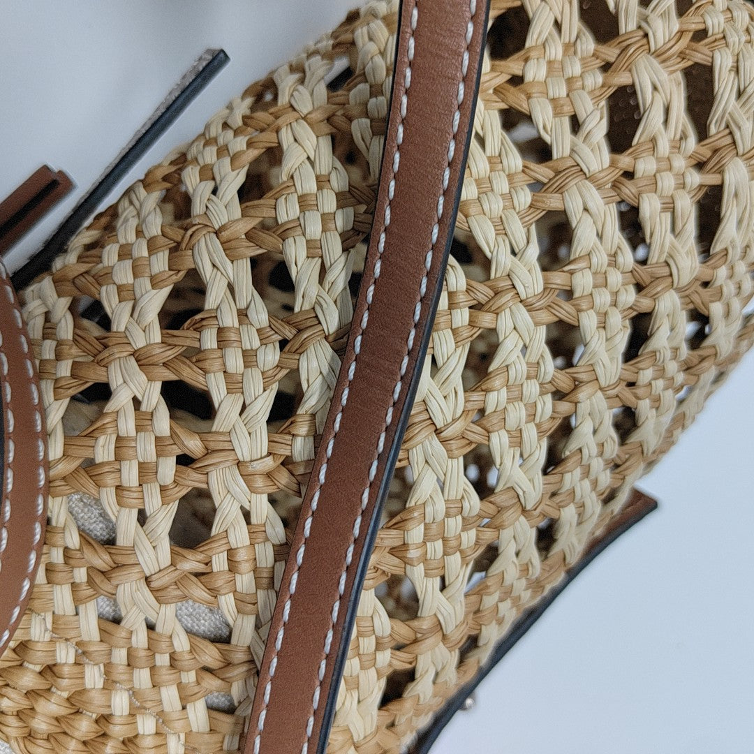 Straw Bucket Bag Brown