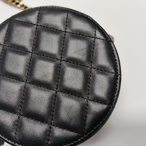 ROUND Mini Quilted Lambskin Black