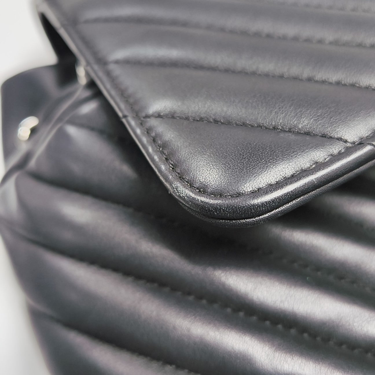 Chevron Calfskin Backpack Black