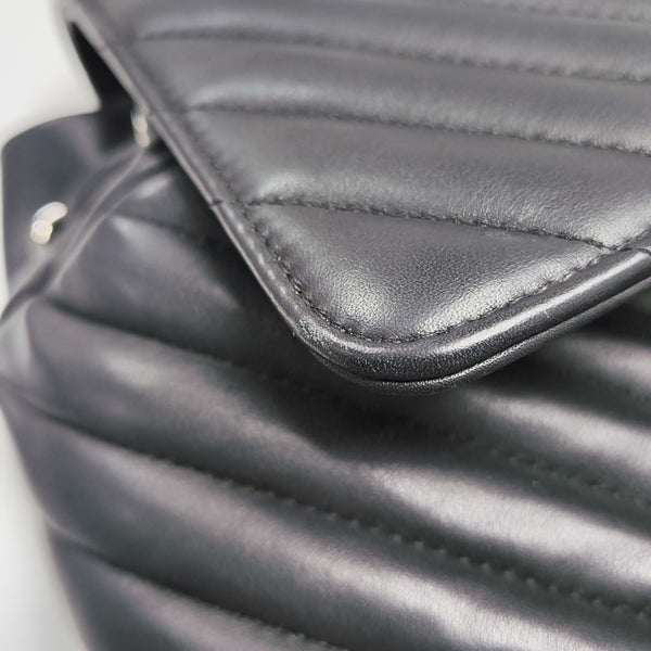 Chevron Calfskin Backpack Black