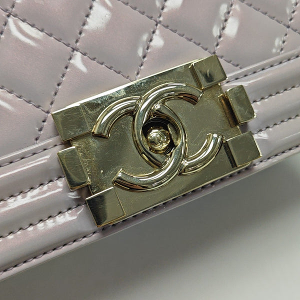 BOY CHANEL Small Quilted Patent Leather Purple