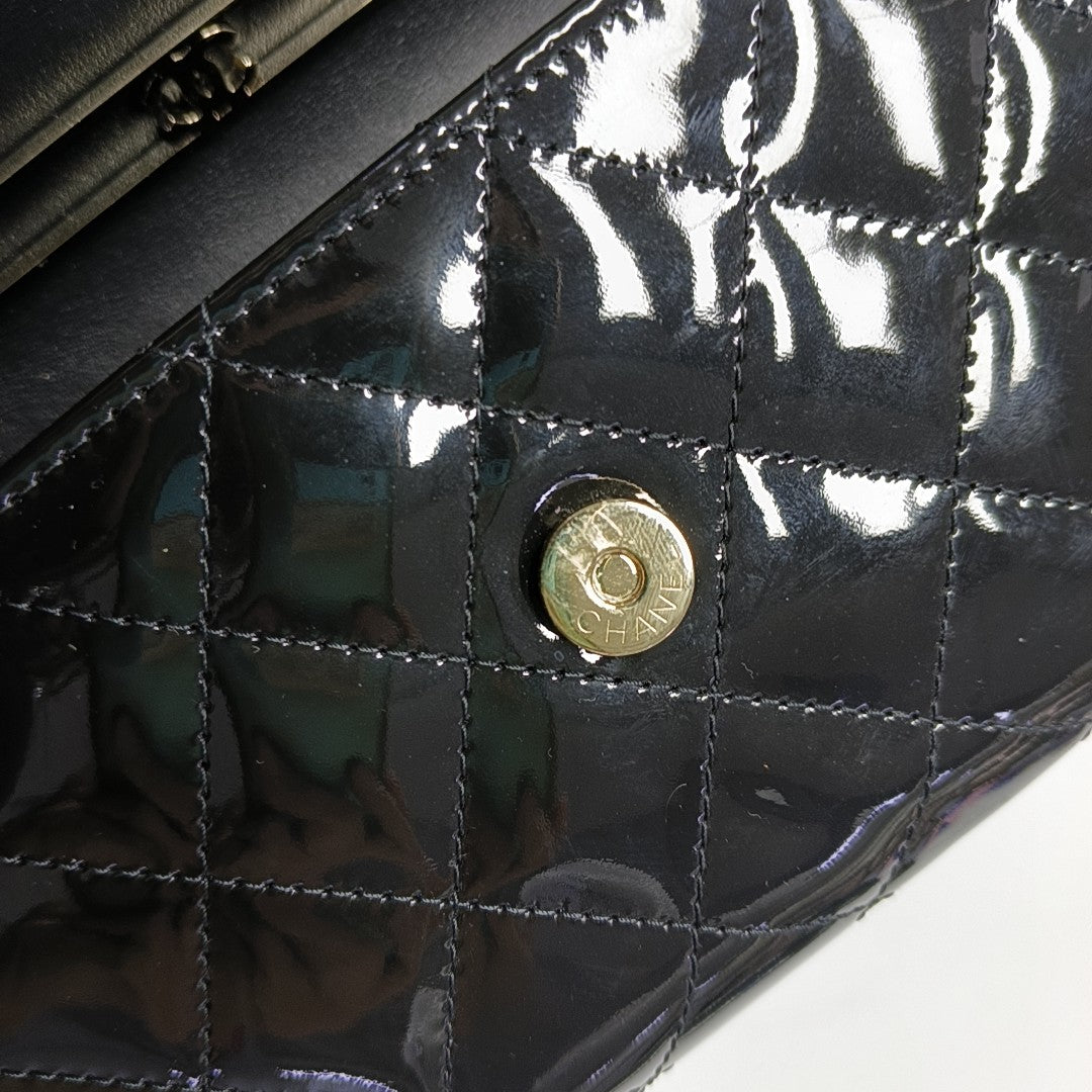 Quilted Patent Leather Black