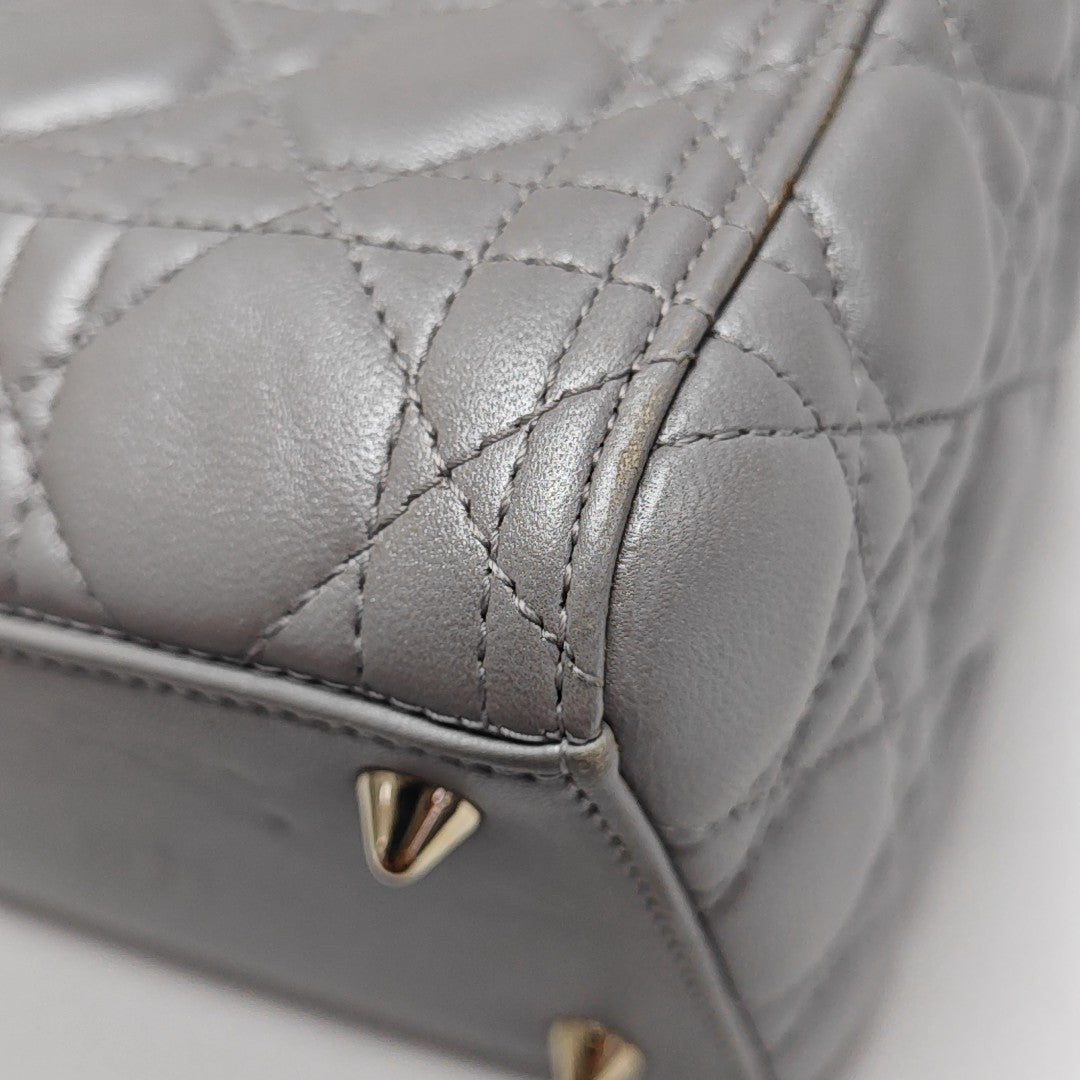 Lady Dior Medium Quilted Lambskin Gray