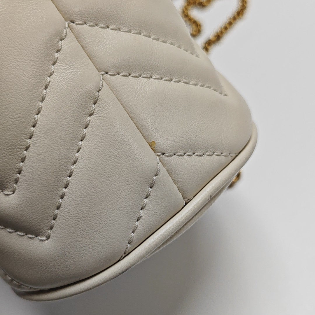 GG Marmont Mini Quilted Calfskin White
