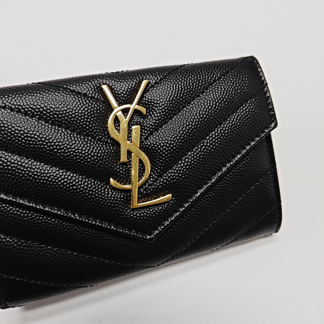 MONOGRAM Chevron Calfskin Black Wallet