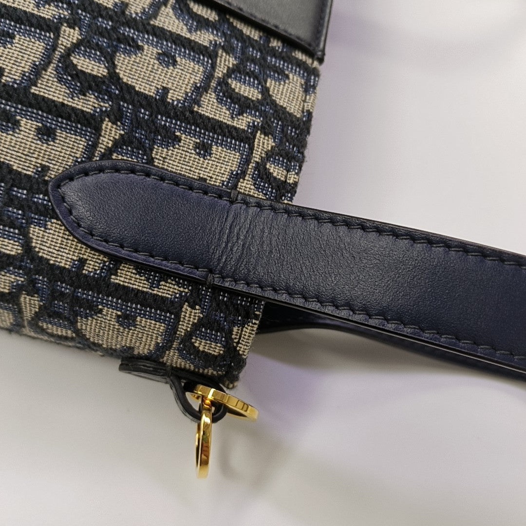 CD Signature Small Oblique Calfskin Blue