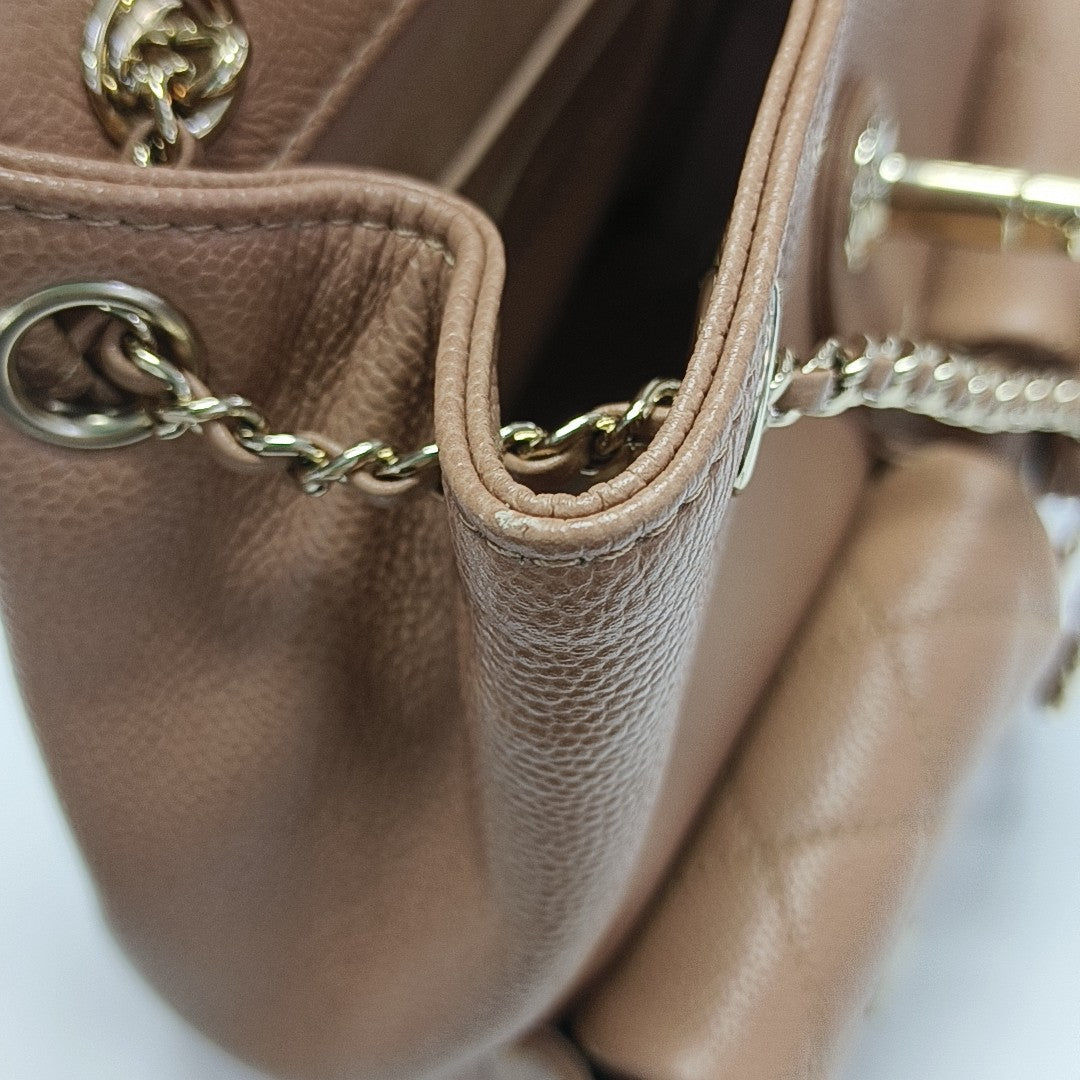 DUMA Small Quilted Grained Calfskin Brown