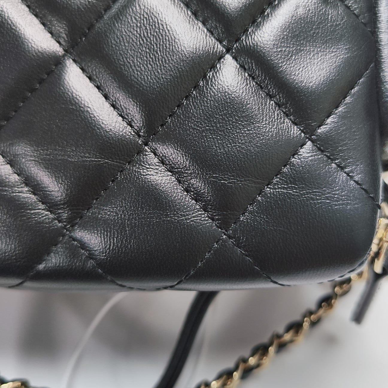 VINTAGE COSMETIC BAGS Quilted Lambskin Black