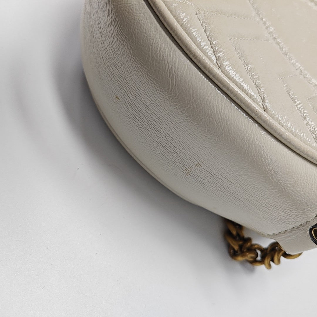 GG Marmont Mini Quilted Calfskin White