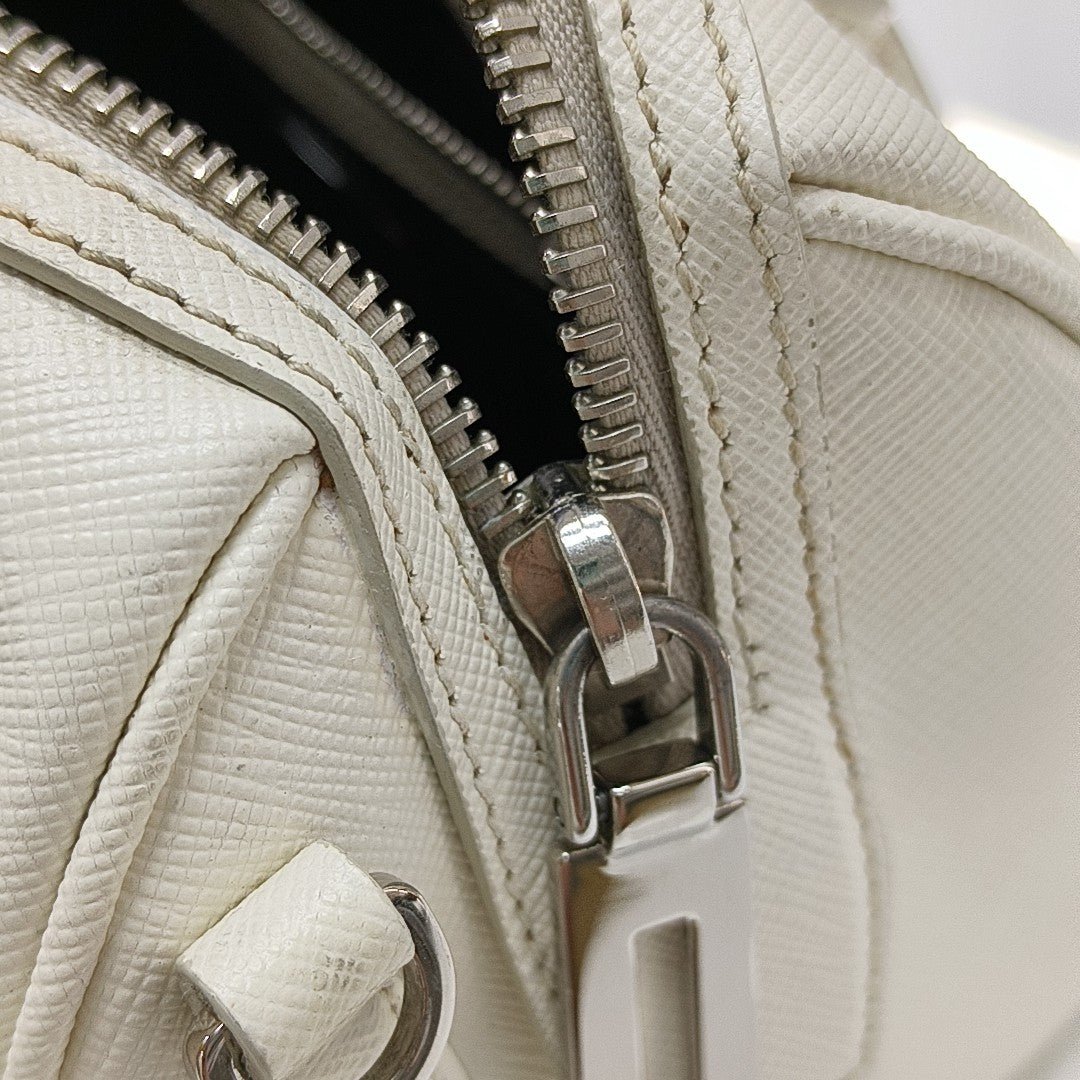 Saffiano Calfskin Shoulder Bag White