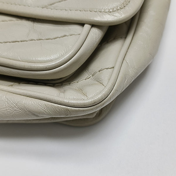 NIKI Small Chevron Calfskin White