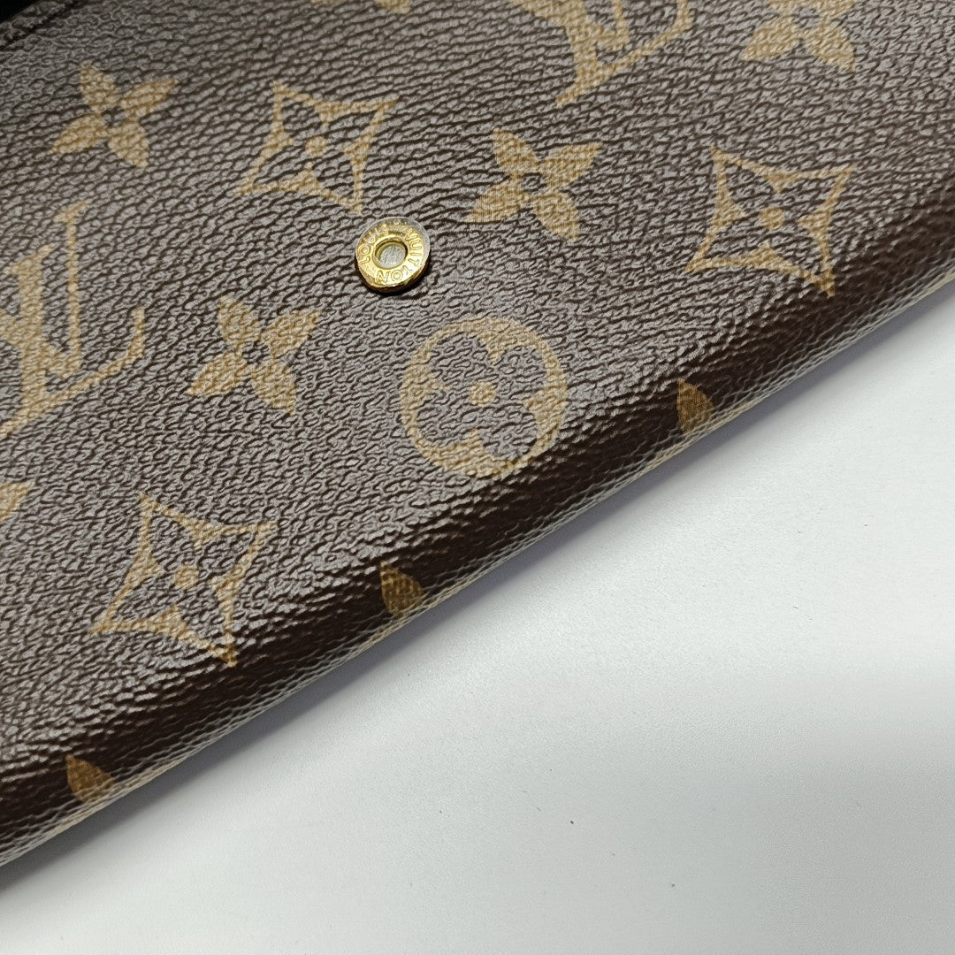 SARAH Monogram Coated Canvas Brown Wallet