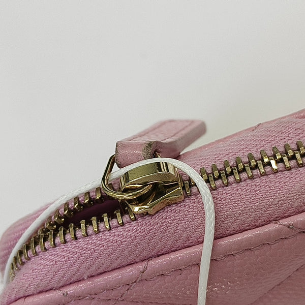 Quilted Grained Calfskin Wallet Pink