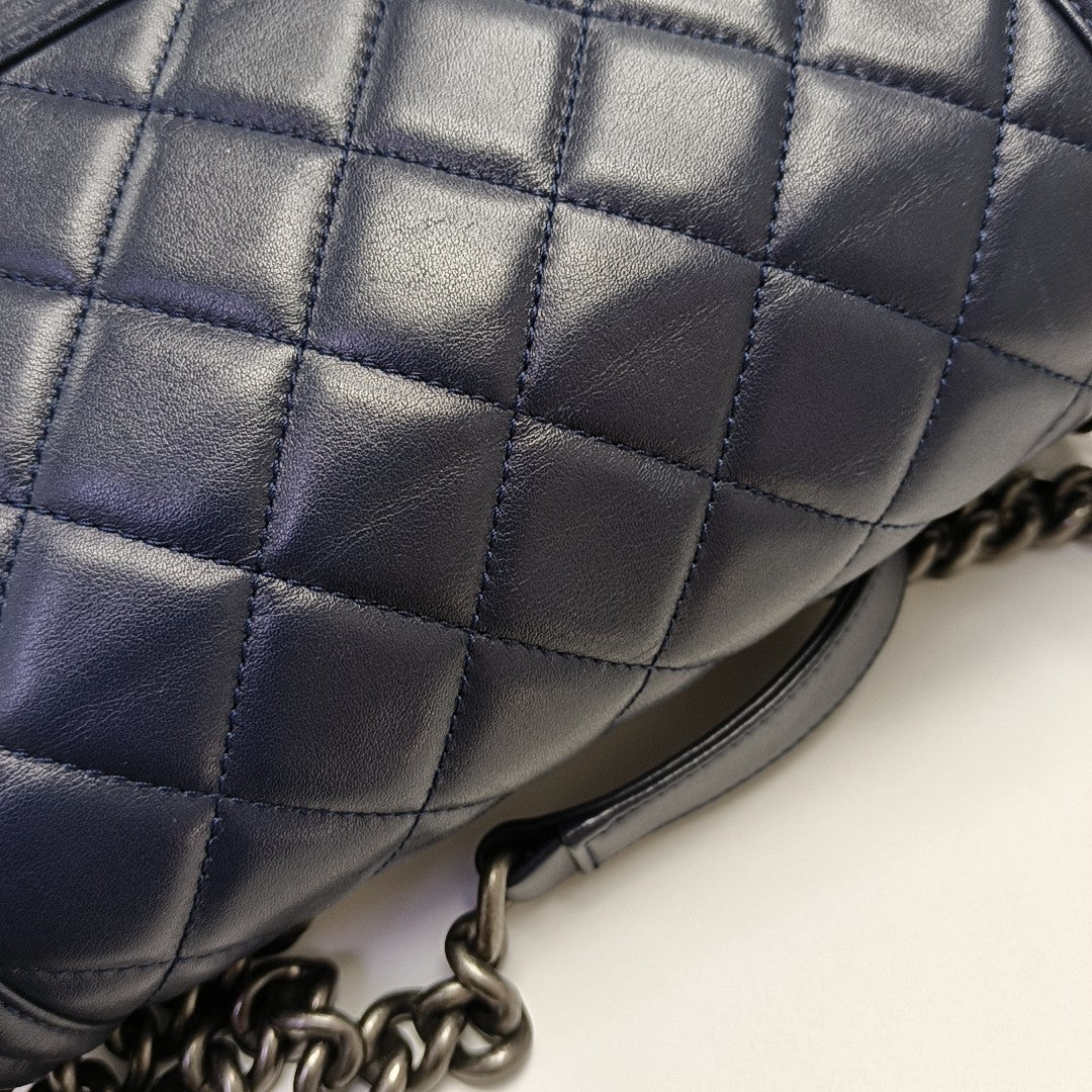 BOY CHANEL Medium Quilted Calfskin Blue
