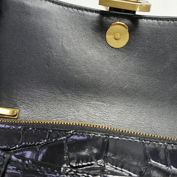 Hourglass Wallet On Chain Small Calfskin Black