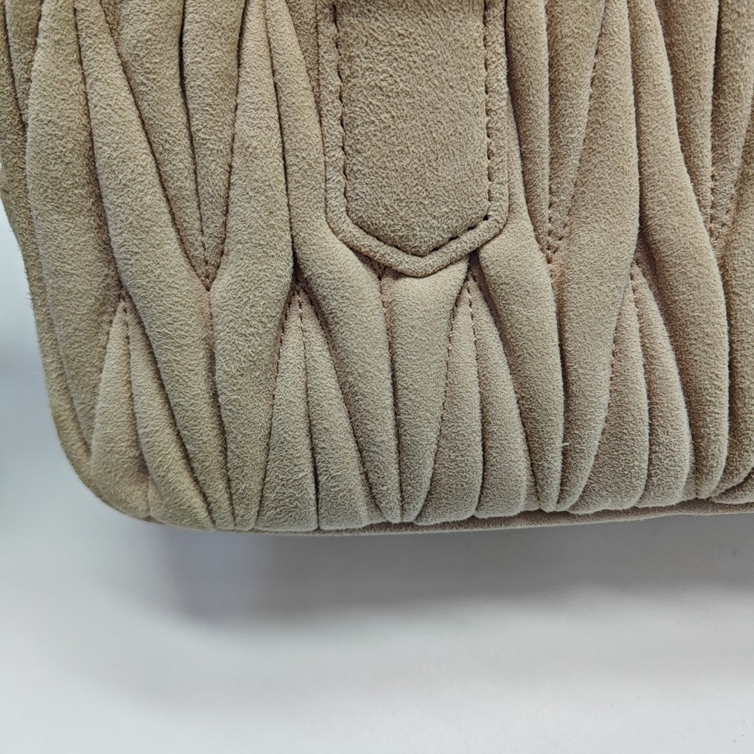 Arcadie Matelassé Small Quilted Suede Pink