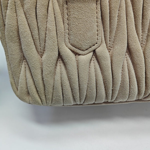 Arcadie Matelassé Small Quilted Suede Pink
