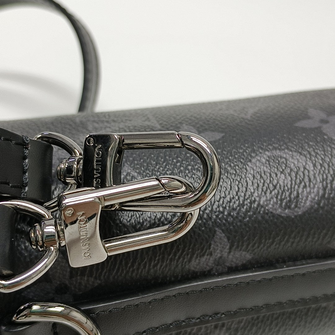 Monogram Coated Canvas Shoulder Bag Black
