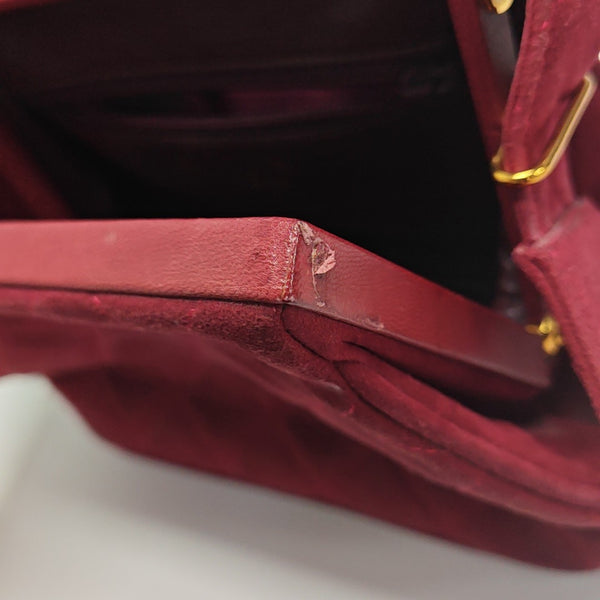 Quilted Suede Top Handle Bag Red