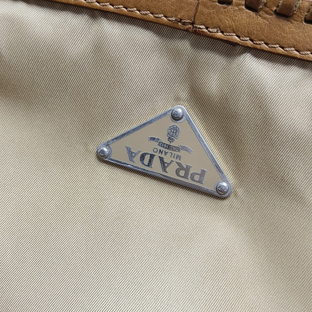 Fabric Top Handle Bag Beige