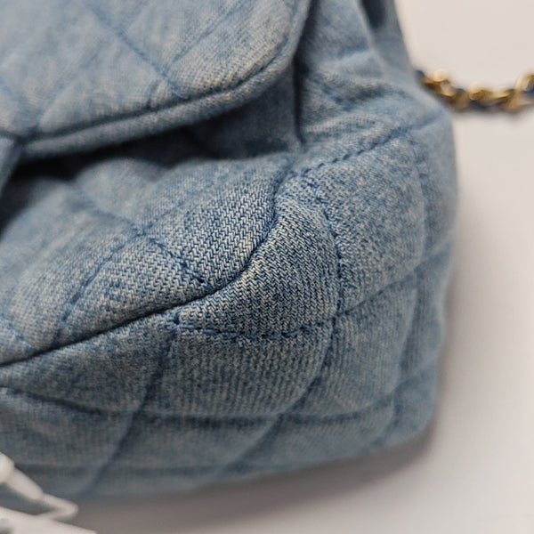 CLASSIC FLAP Mini Quilted Denim Blue
