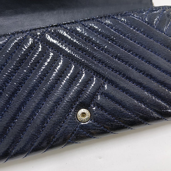 Chevron Patent Leather Wallet Blue