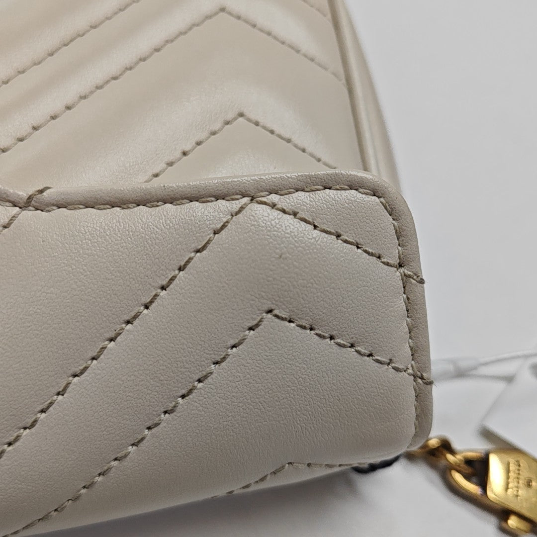 GG Marmont Mini Quilted Calfskin White