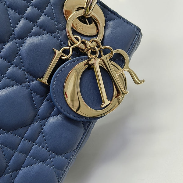 Lady Dior Small Cannage Lambskin Blue
