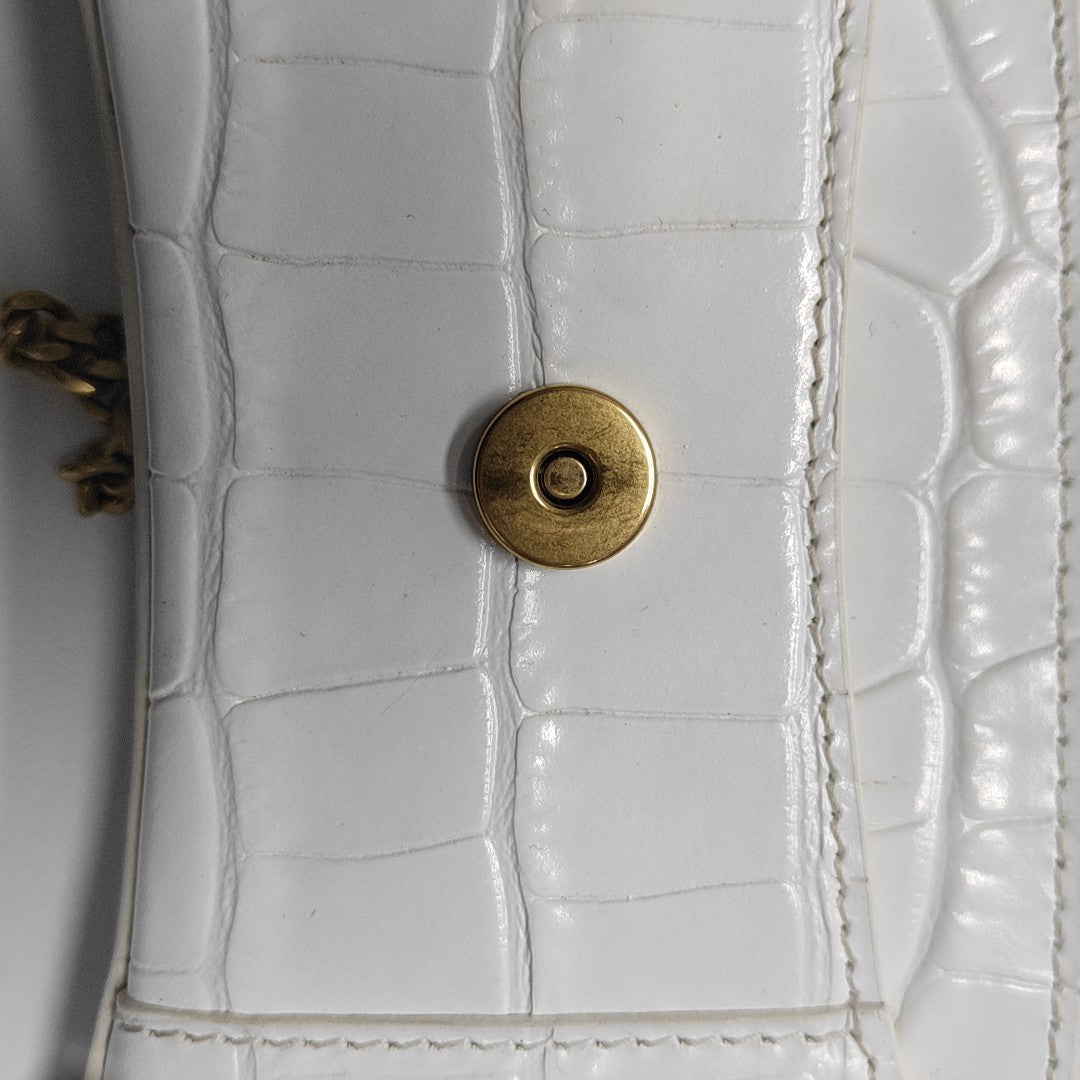 Hourglass Wallet On Chain Mini Calfskin White