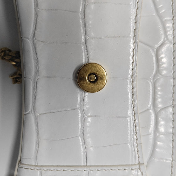 Hourglass Wallet On Chain Mini Calfskin White