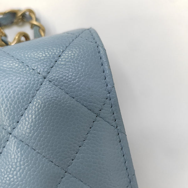 Quilted Grained Calfskin Shoulder Bag Blue