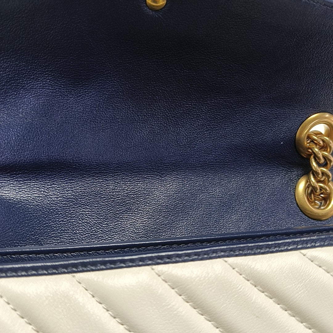 GG Marmont Medium Quilted Calfskin White