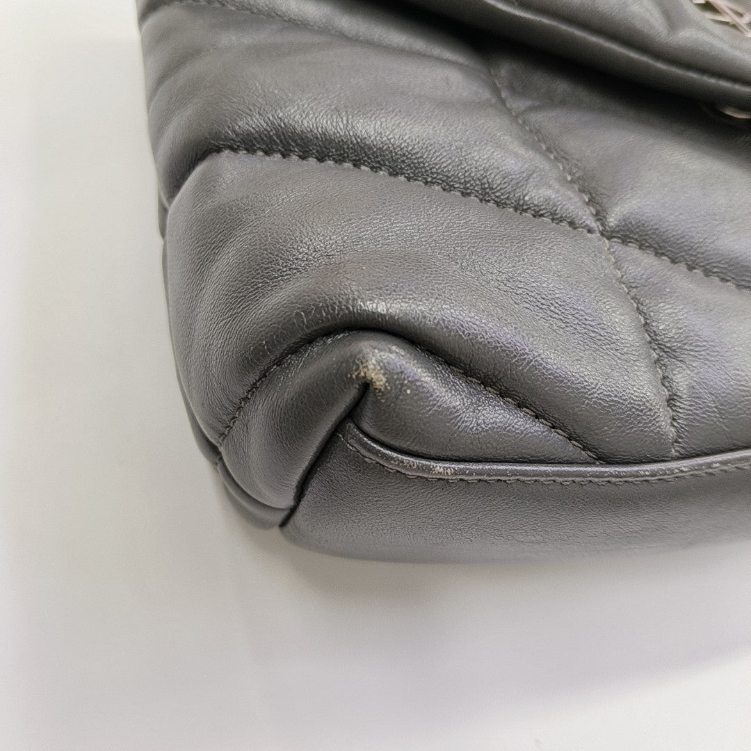LOULOU Small Quilted Lambskin Gray