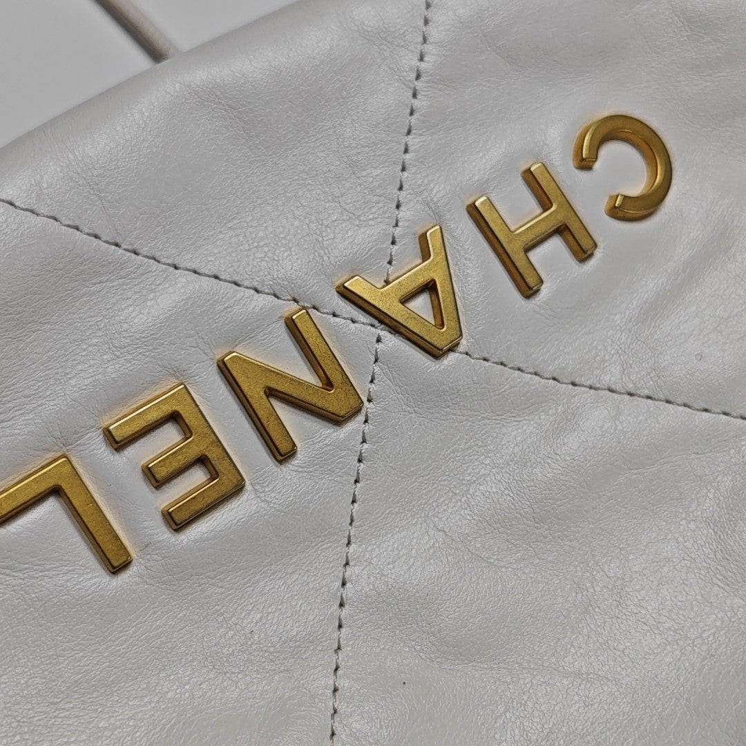 CHANEL 22 Mini Quilted Calfskin White