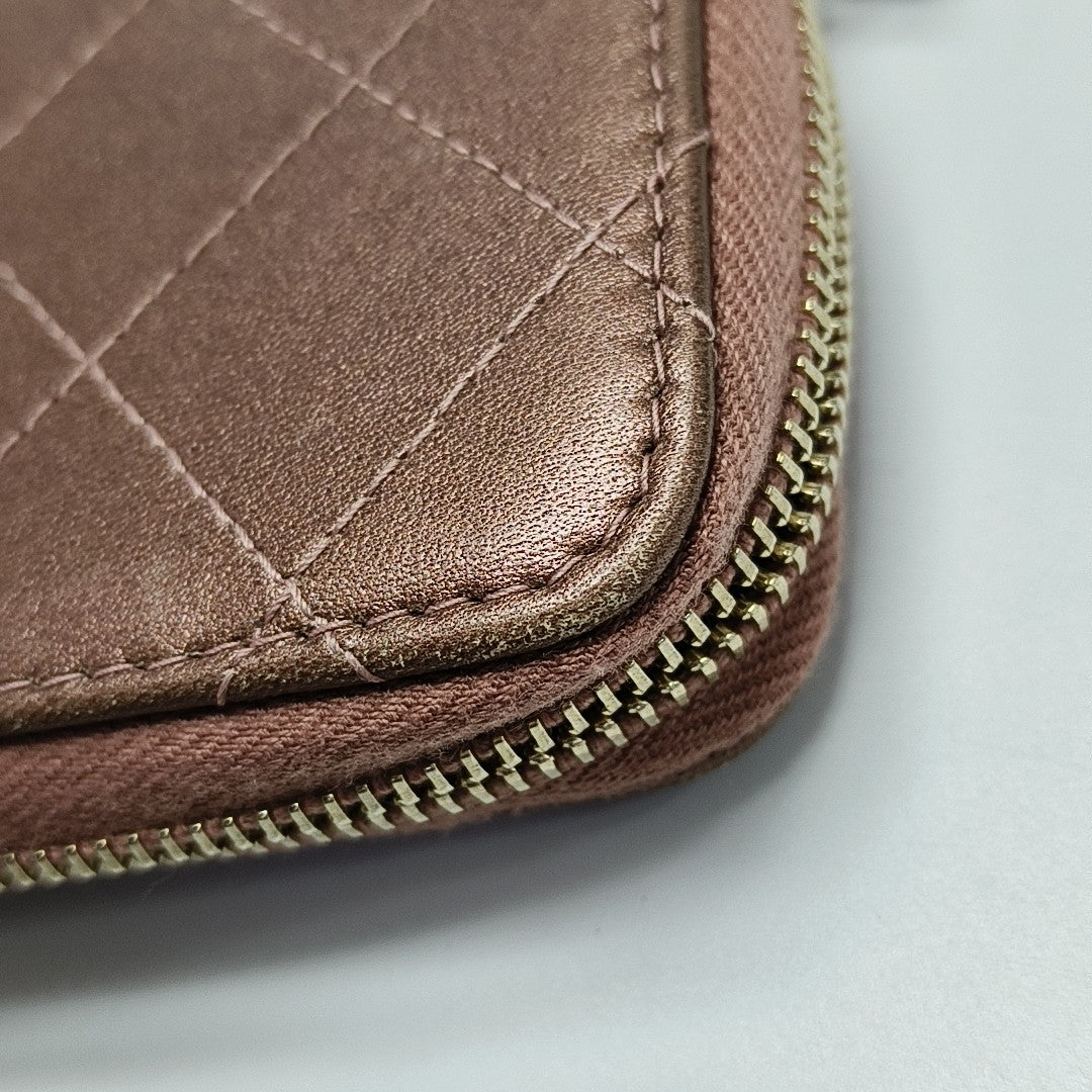 Quilted Lambskin Card Holder Beige